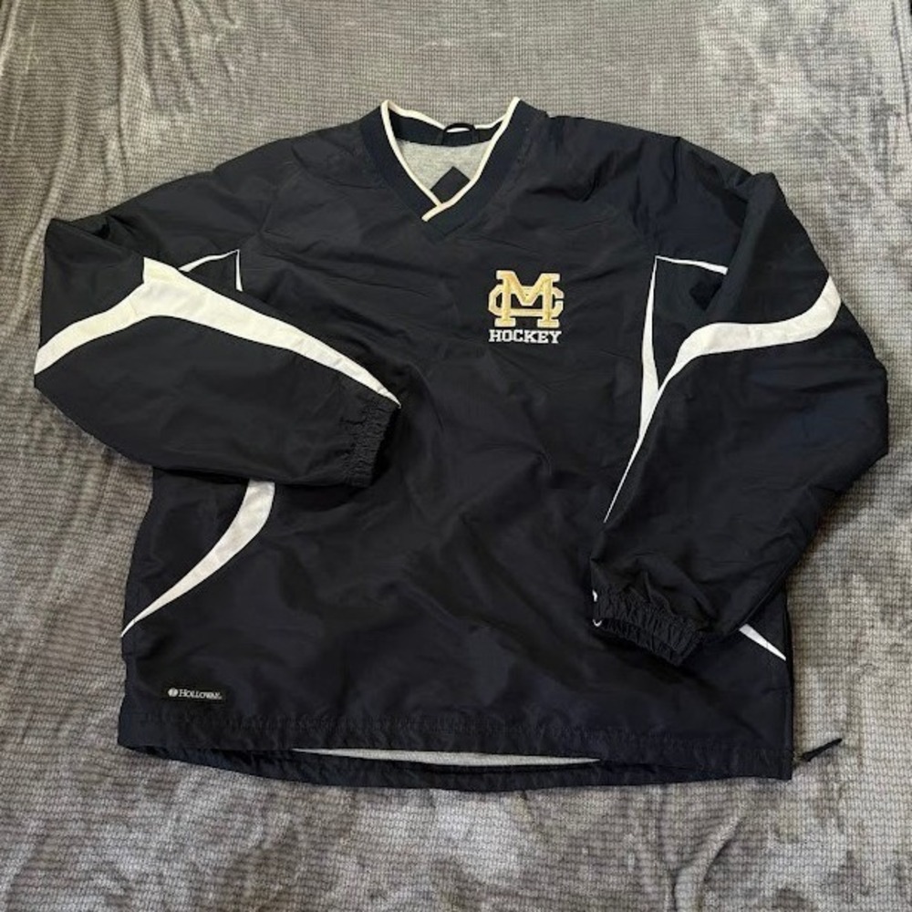 Holloway MC Hockey Windbreaker Pullover‎ Blue White Mens Medium V-Neck Jacket